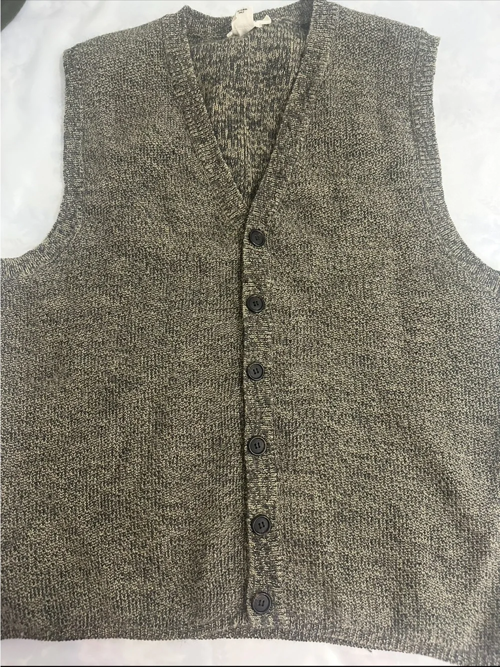 J.Crew Marled Knit Button Front Sweater Vest  Size Large Classic Layering Piece